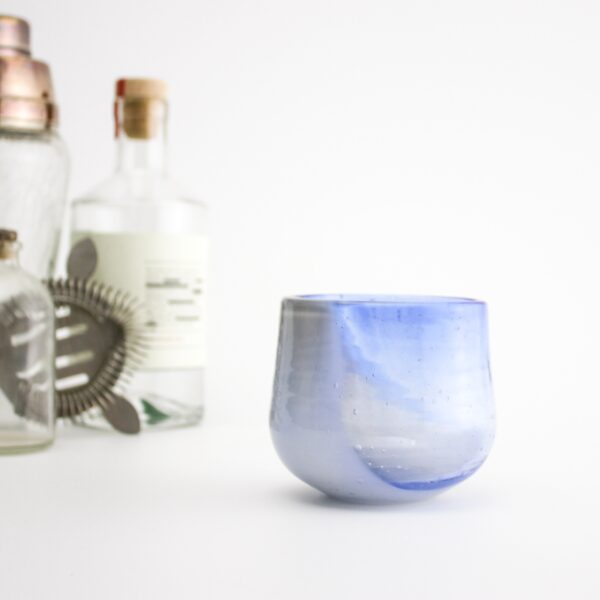 Blue Grey handblown glass cup