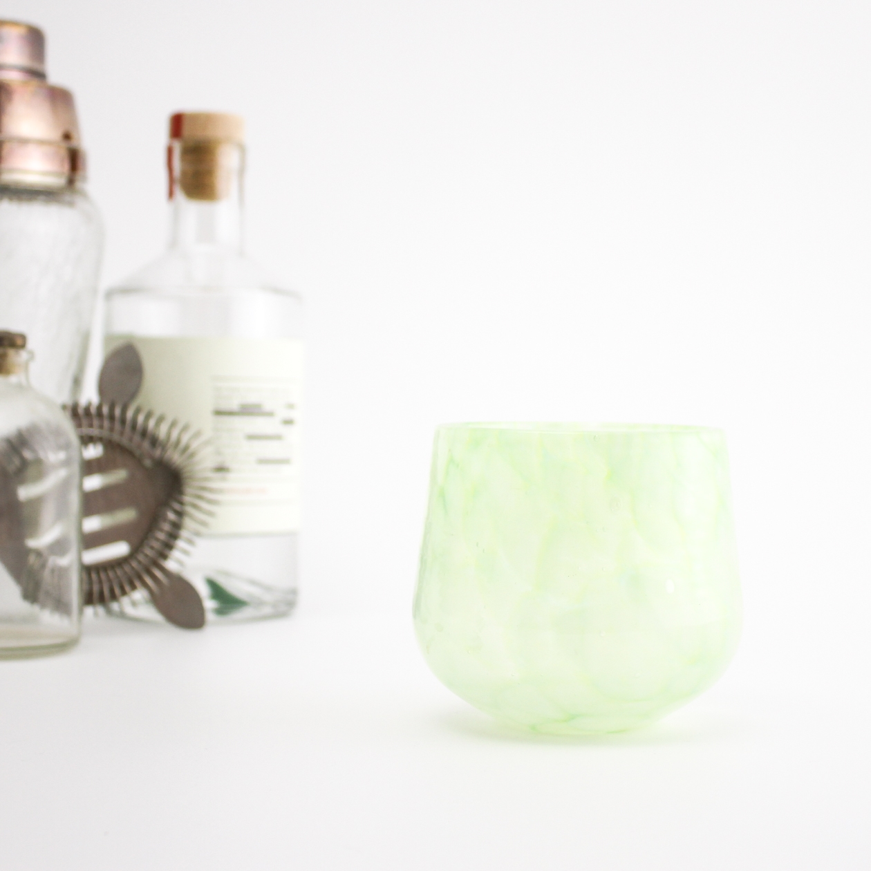 Green handblown glass cup