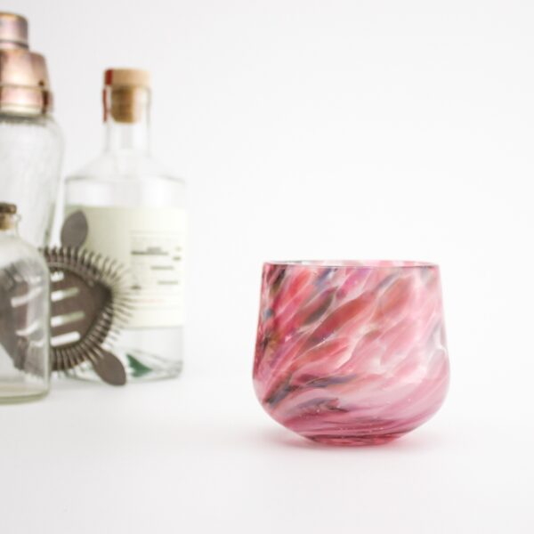Pink Steel Blue handblown glass cup