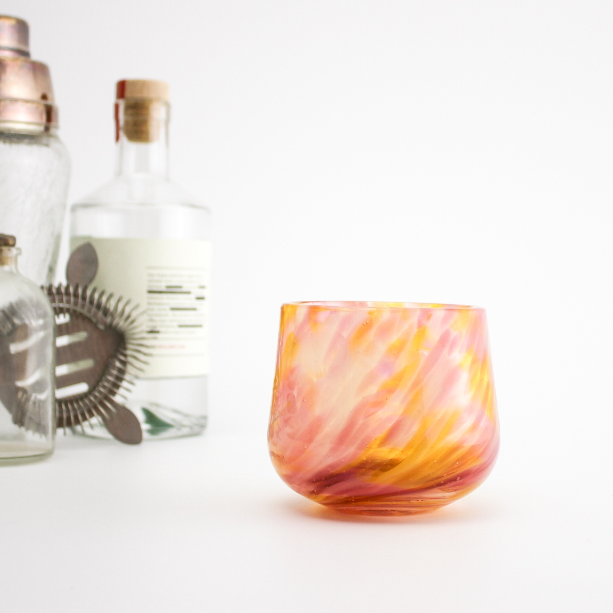 Pink Gold handblown glass cup