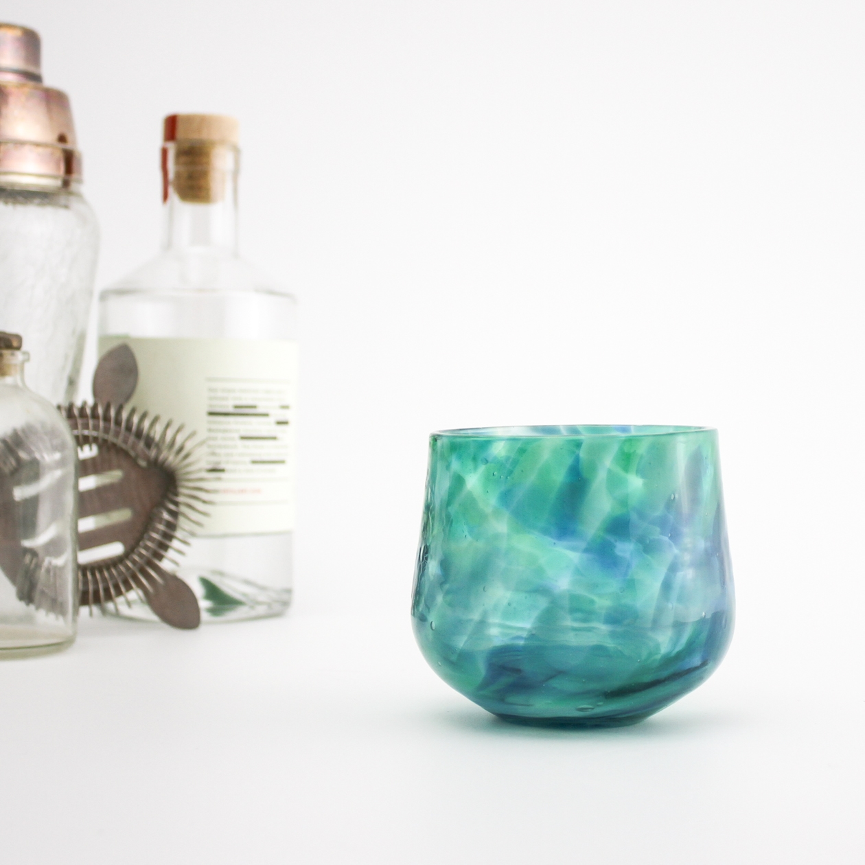 Turquoise Green handblown glass cup