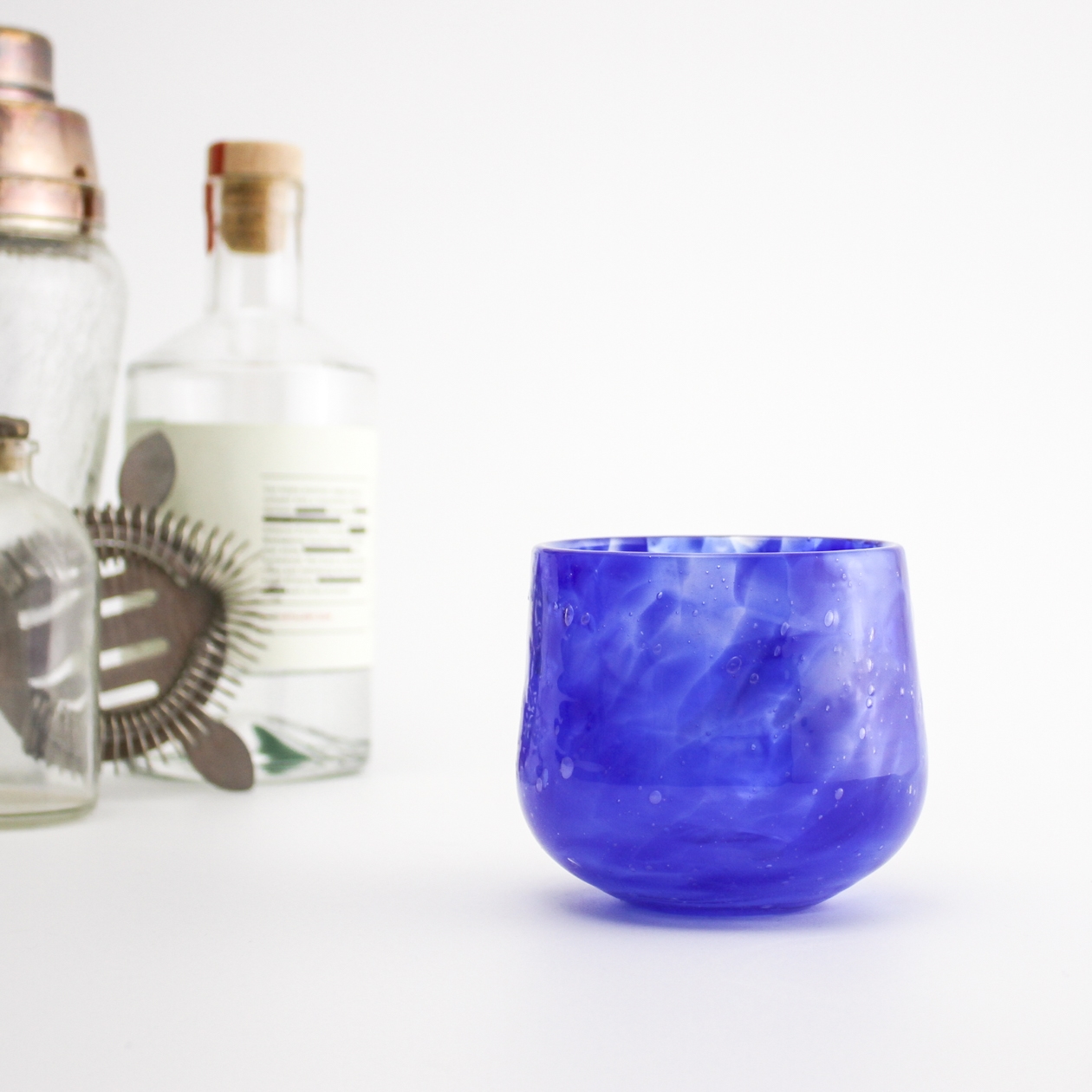 Lapis Blue handblown glass cup
