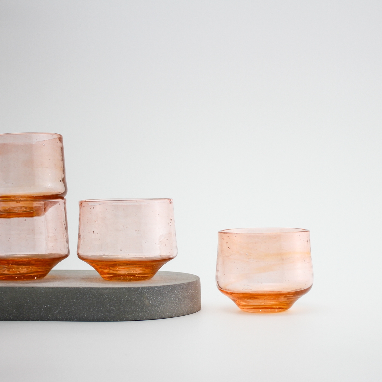 handblown glass facet cups
