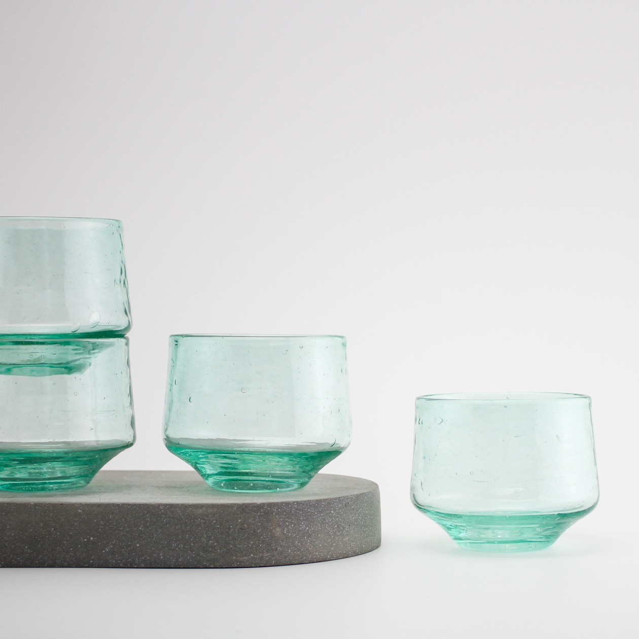 handblown glass facet cups