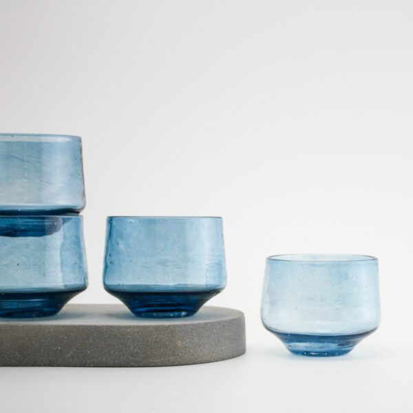 handblown glass facet cups