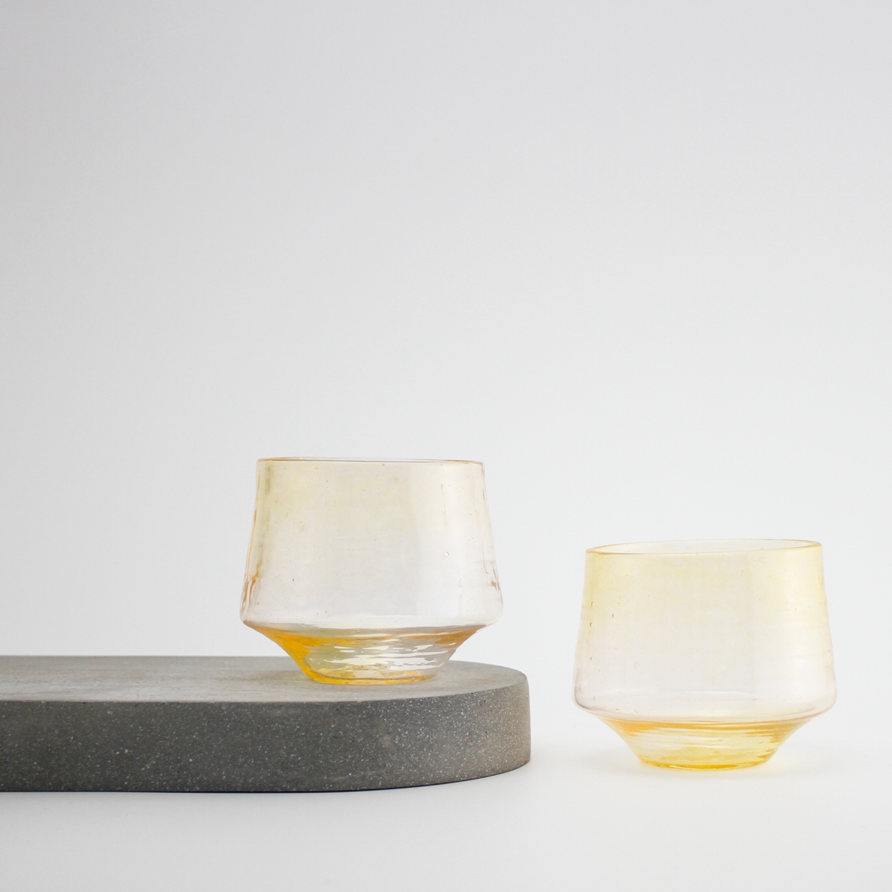 handblown glass facet cups